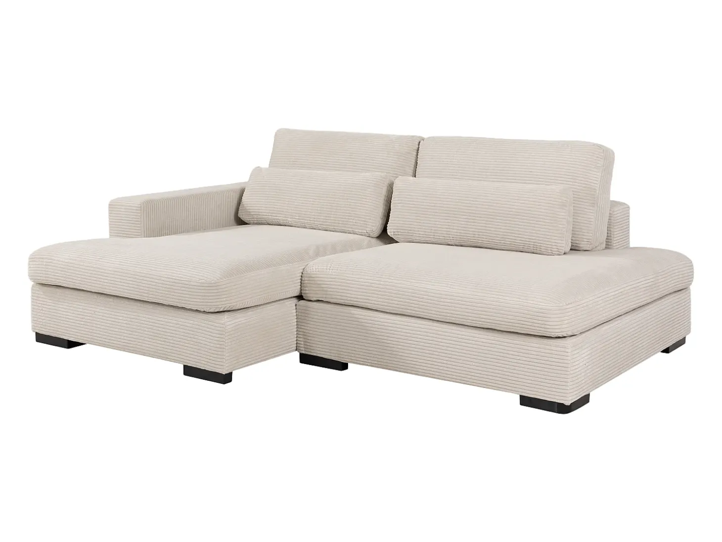 Sofá rinconera izquierda convertible en terciopelo beige SELIORA