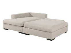 Sofá rinconera izquierda convertible en terciopelo beige SELIORA