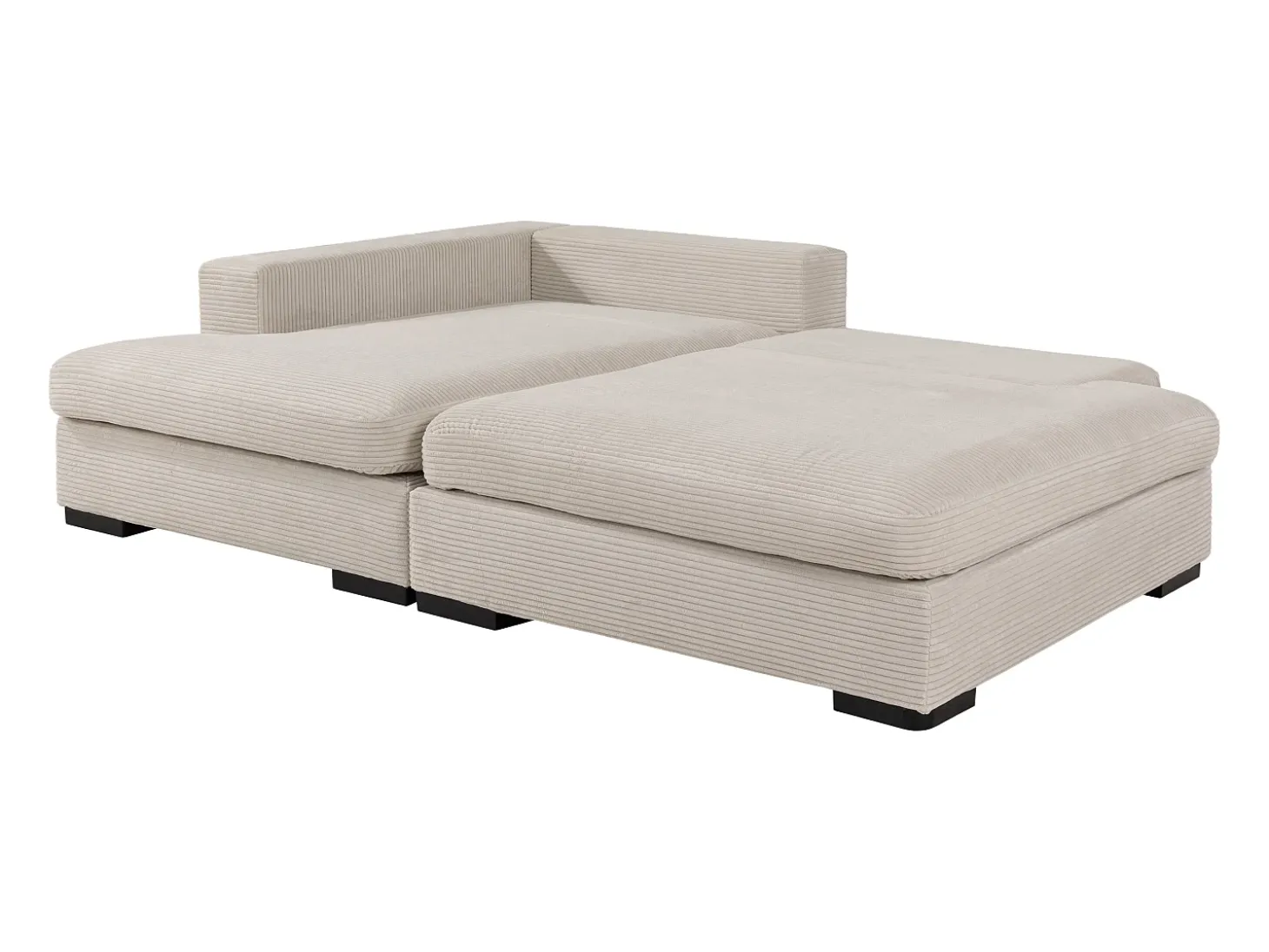 Sofá rinconera izquierda convertible en terciopelo beige SELIORA