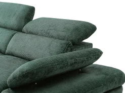 Sofá rinconera izquierda convertible en tela texturizada con arcón verde MORAVA