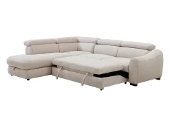 Sofá rinconera izquierda convertible en tela texturizada beige BESEMA
