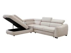 Sofá rinconera izquierda convertible en tela texturizada beige BESEMA