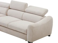 Sofá rinconera izquierda convertible en tela texturizada beige BESEMA