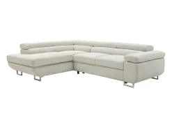 Sofá rinconera izquierda de terciopelo beige NURAZIO