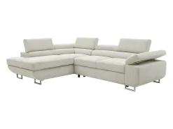 Sofá rinconera izquierda de terciopelo beige NURAZIO