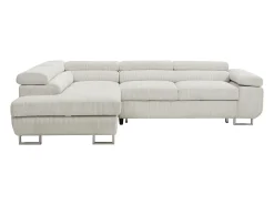 Sofá rinconera izquierda de terciopelo beige NURAZIO