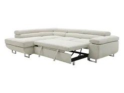 Sofá rinconera izquierda de terciopelo beige NURAZIO