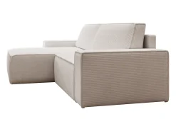 Sofá rinconera izquierda de terciopelo beige 4 plazas AMELIA