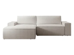 Sofá rinconera izquierda de terciopelo beige 4 plazas AMELIA