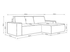 Sofá rinconera izquierda de terciopelo beige 4 plazas AMELIA