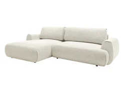 Sofá rinconera izquierda en tela jaspeada beige MONELIA