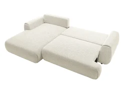 Sofá rinconera izquierda en tela jaspeada beige MONELIA