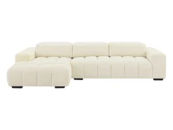 Sofá rinconera izquierda en tela texturizada beige LOPONZA