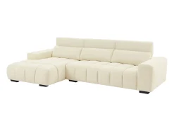 Sofá rinconera izquierda en tela texturizada beige LOPONZA