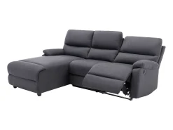 Sofá rinconera izquierda relax eléctrico de tela gris antracita LUNANO