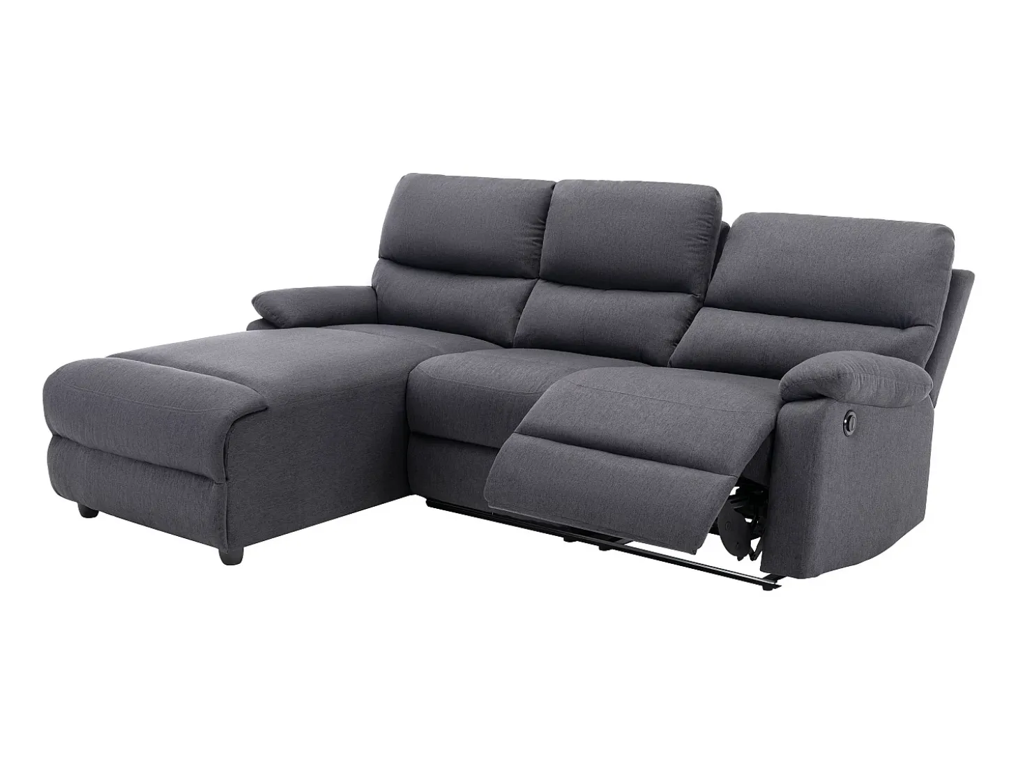 Sofá rinconera izquierda relax eléctrico de tela gris antracita LUNANO