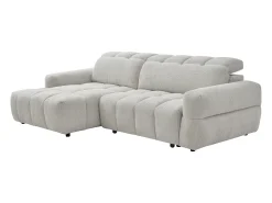 Sofá rinconera izquierda relax con asiento deslizante eléctrico en tela beige CARIALA