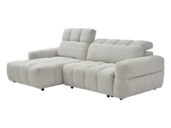 Sofá rinconera izquierda relax con asiento deslizante eléctrico en tela beige CARIALA