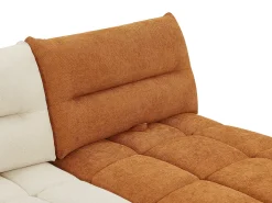 Sofá rinconera panorámico modular y puf con respaldo avanzar-retroceder beige y terracota APOLIU