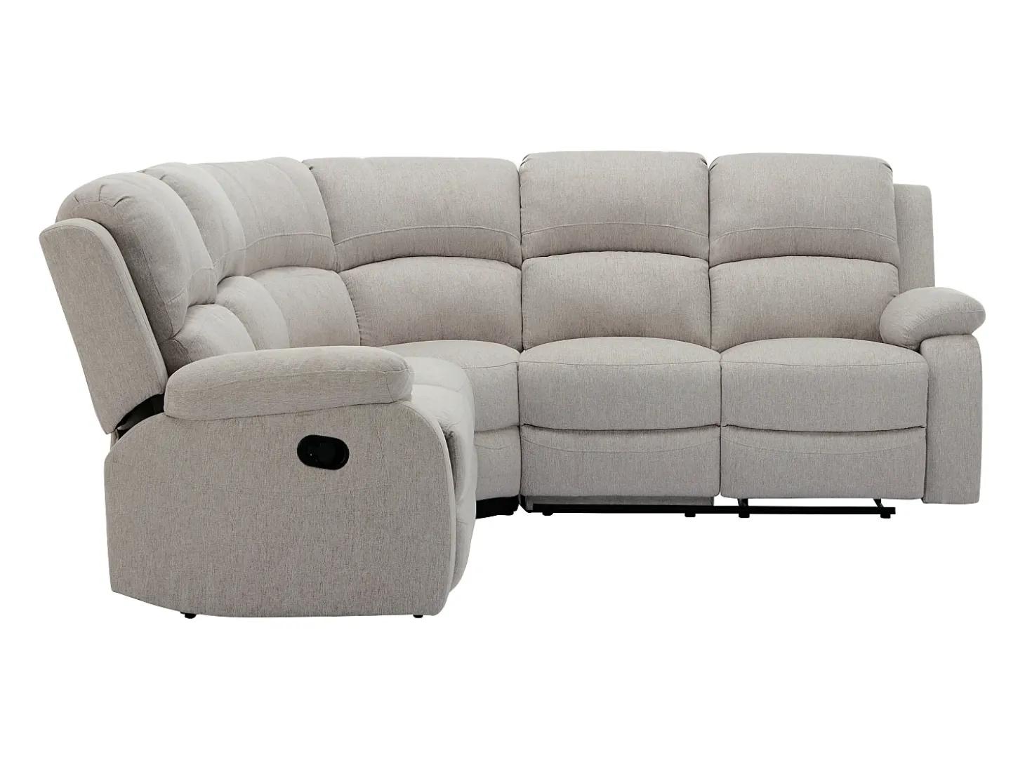 Sofá rinconera reclinable de tela jaspeado color beige RIETI