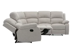 Sofá rinconera reclinable de tela jaspeado color beige RIETI