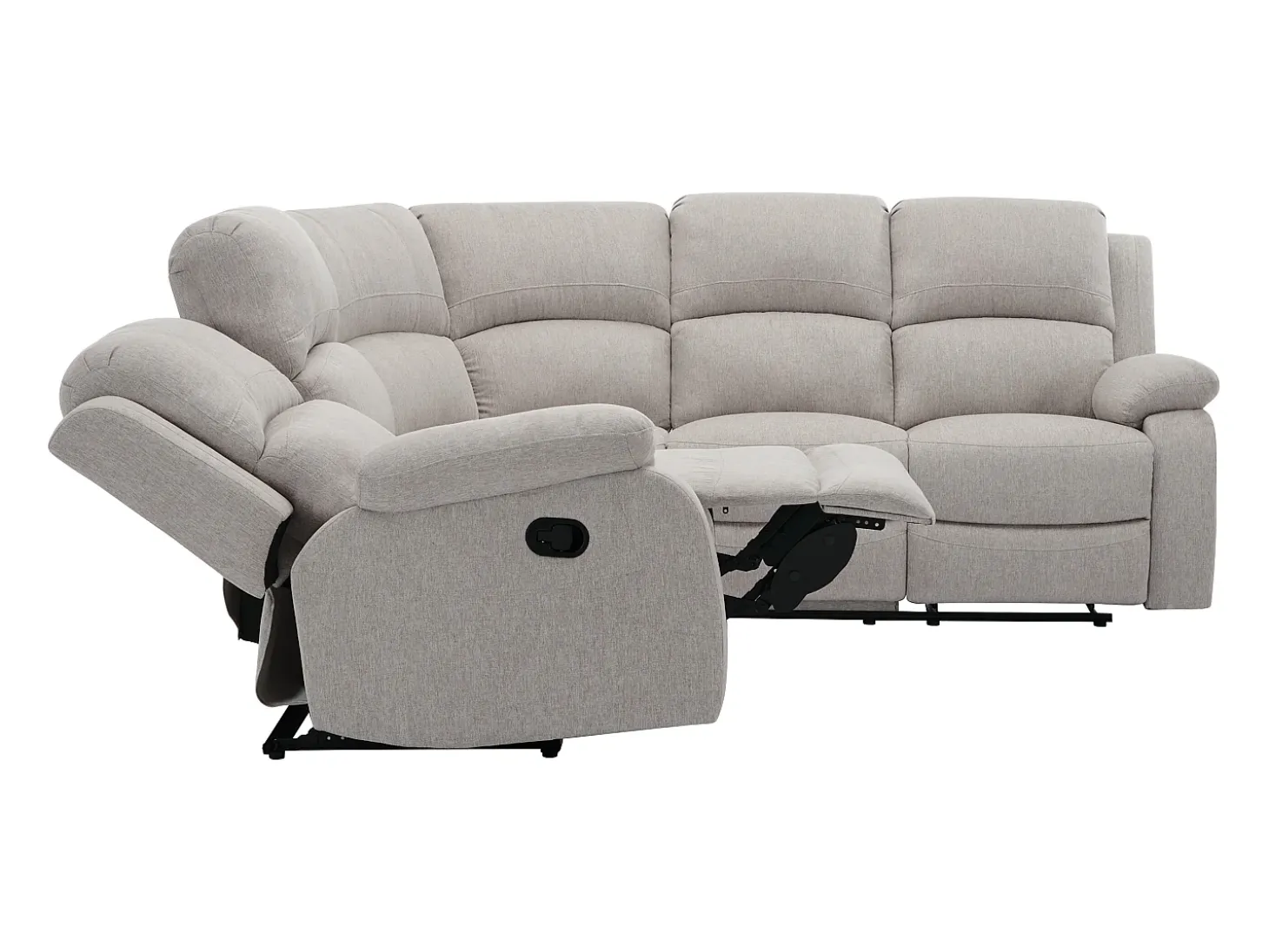 Sofá rinconera reclinable de tela jaspeado color beige RIETI