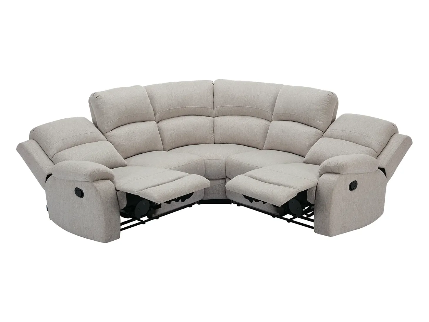 Sofá rinconera reclinable de tela jaspeado color beige RIETI