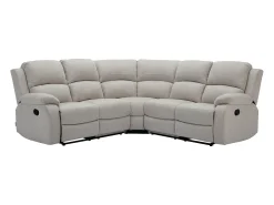 Sofá rinconera reclinable de tela jaspeado color beige RIETI