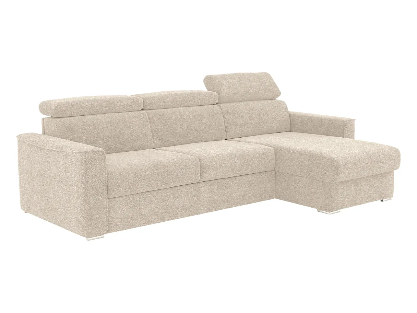 Sofá rinconera reversible convertible tipo italiano en tejido beige - Cama de 140 cm VIZIR