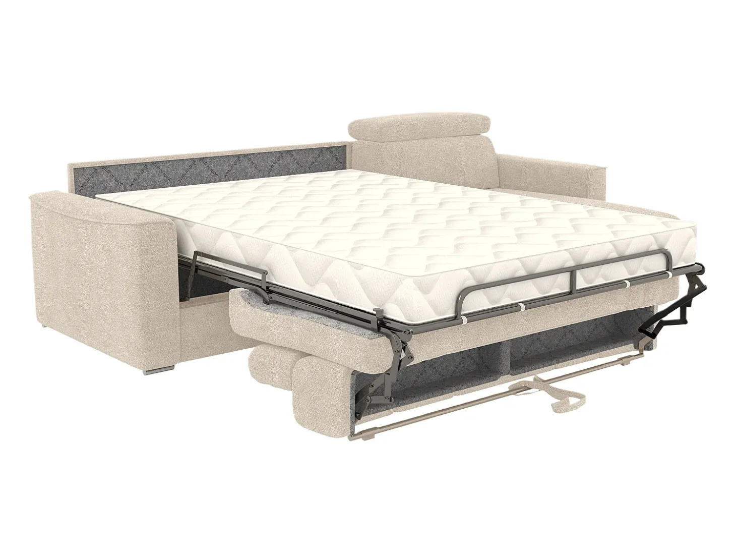Sofá rinconera reversible convertible tipo italiano en tejido beige - Cama de 140 cm VIZIR