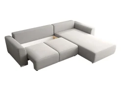 Sofá rinconera reversible de tela gris claro MELTANA