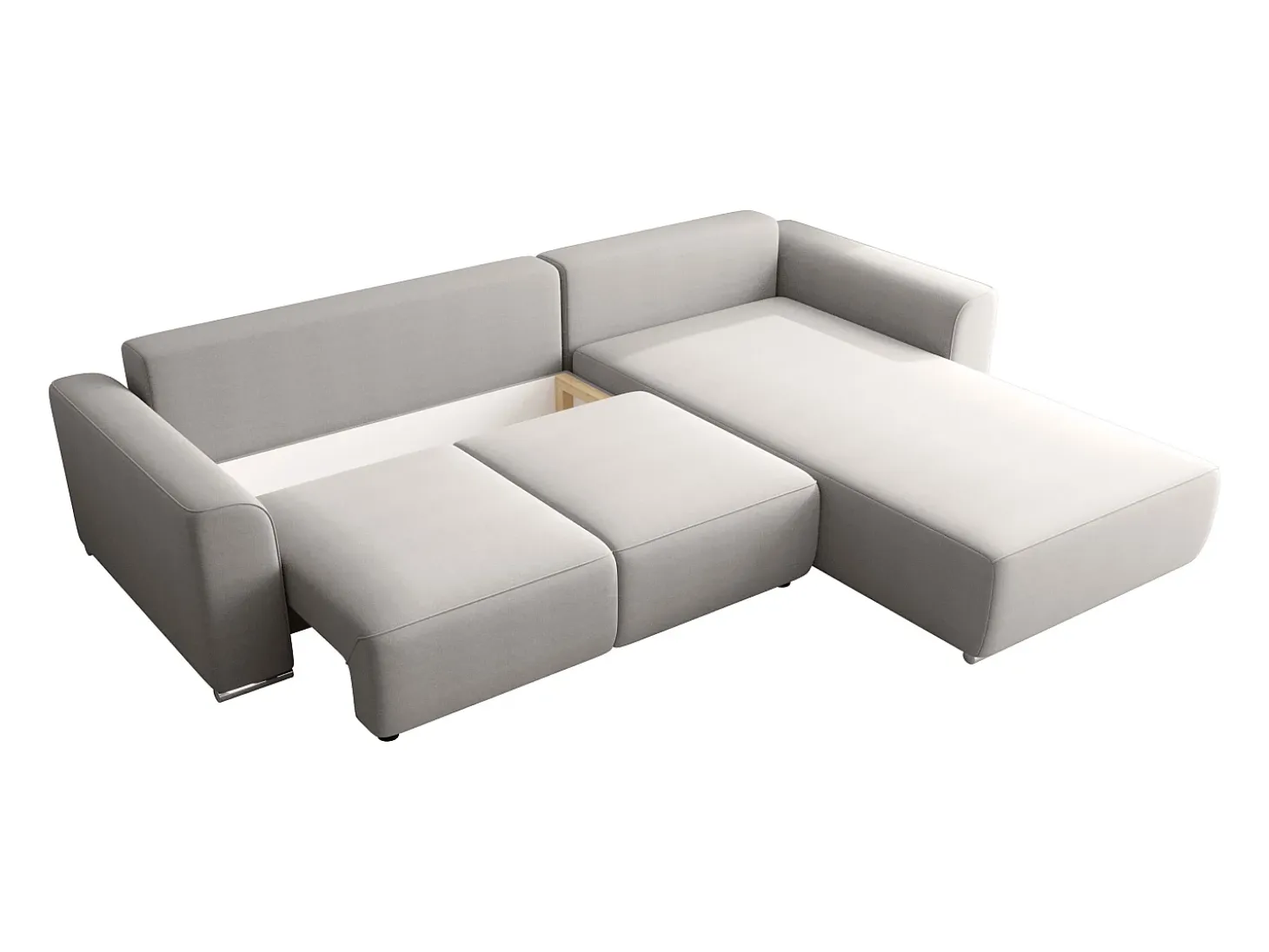 Sofá rinconera reversible de tela gris claro MELTANA