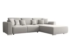 Sofá rinconera reversible de tela gris claro MELTANA