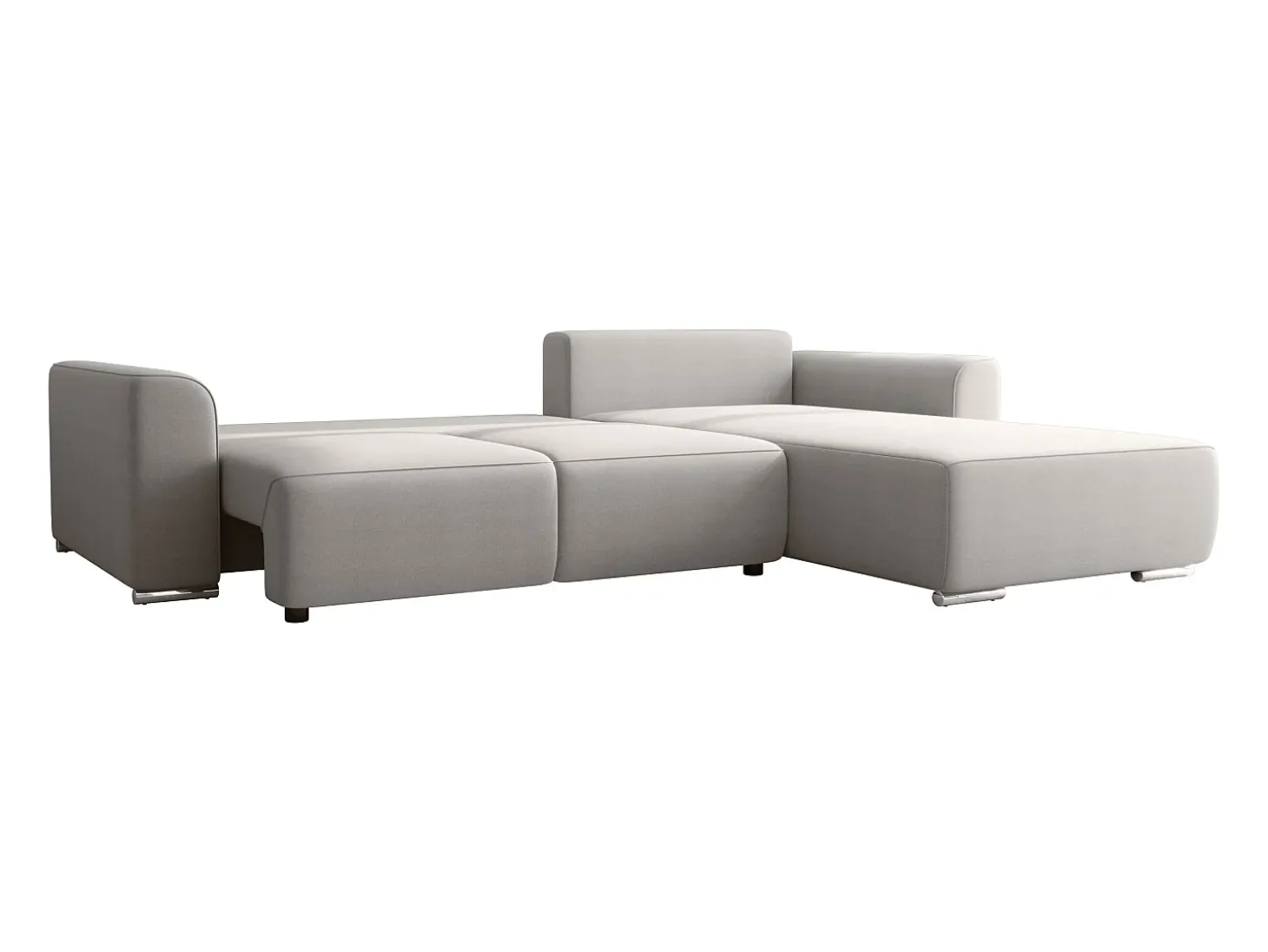 Sofá rinconera reversible de tela gris claro MELTANA