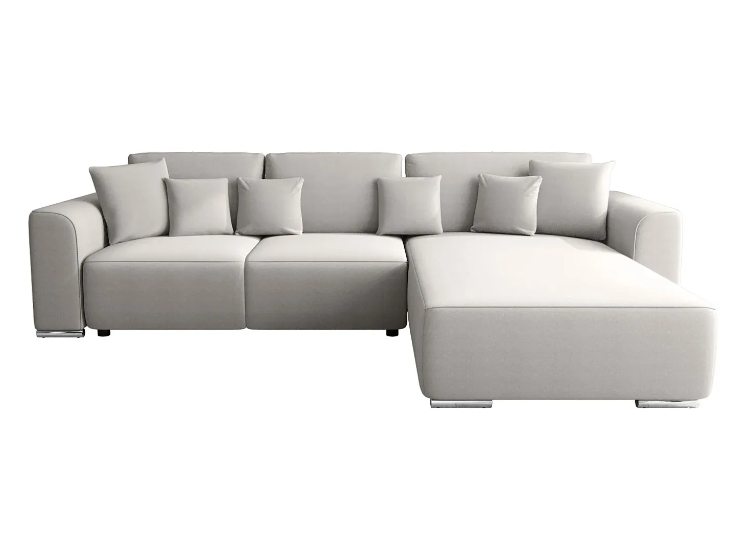 Sofá rinconera reversible de tela gris claro MELTANA