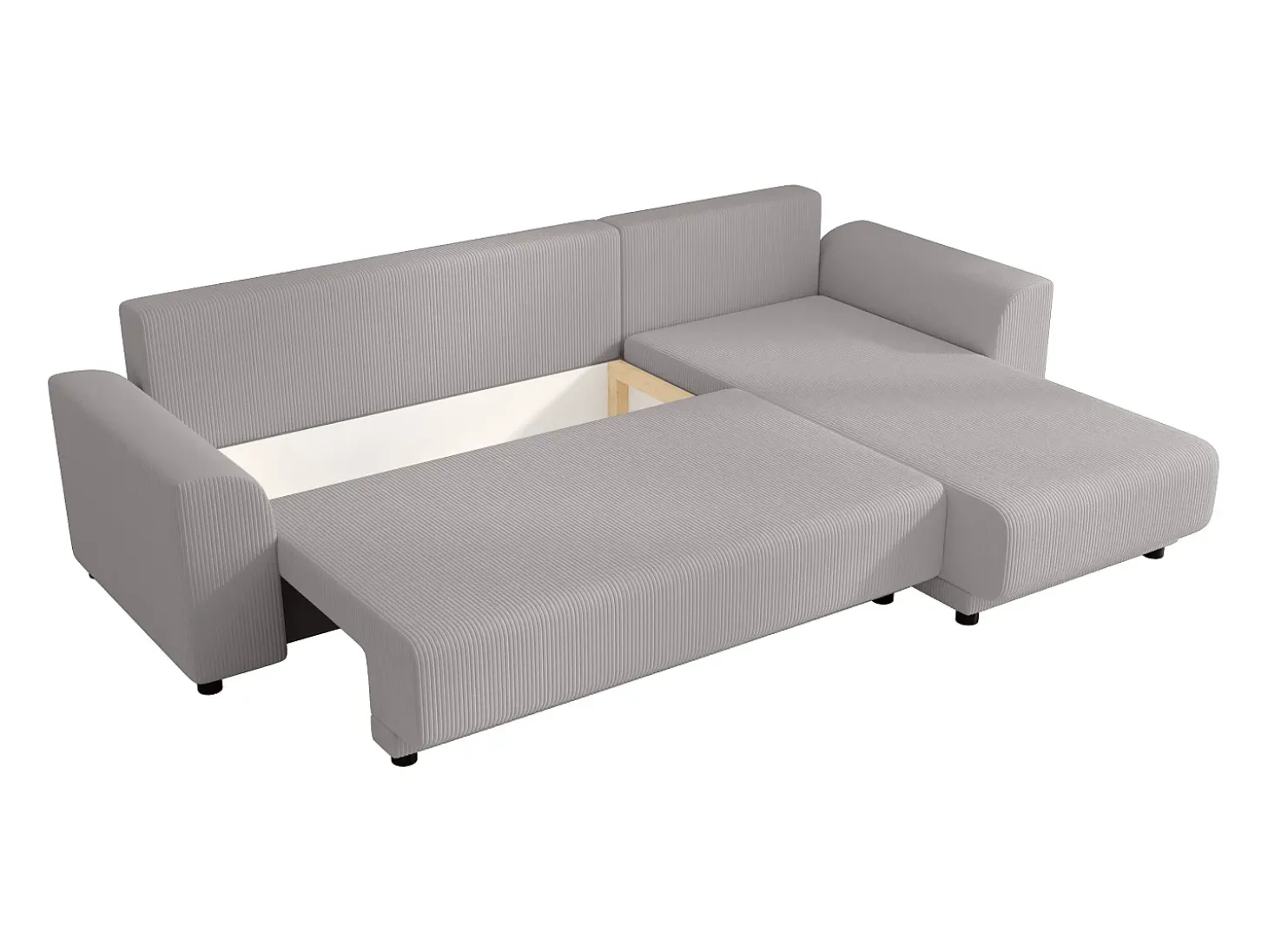 Sofá rinconera reversible de pana gris claro NESSARO
