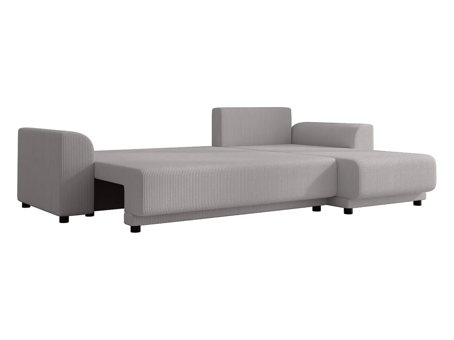 Sofá rinconera reversible de pana gris claro NESSARO