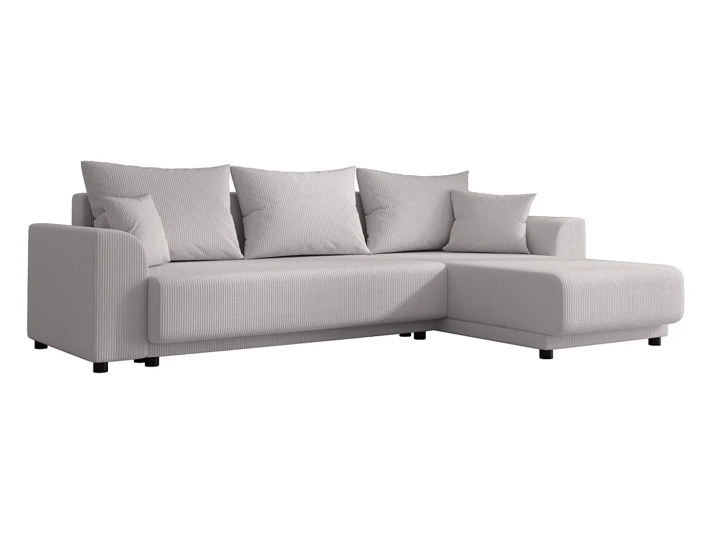 Sofá rinconera reversible de pana gris claro NESSARO