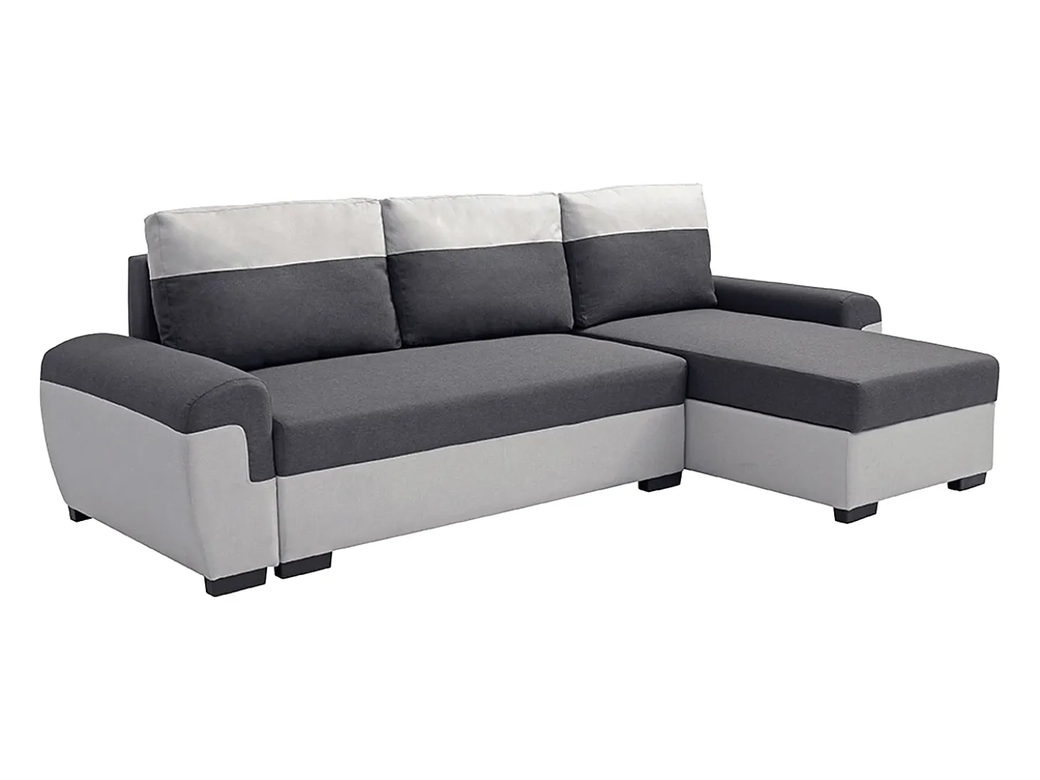 Sofá rinconera reversible de tela antracita y gris claro GABY II