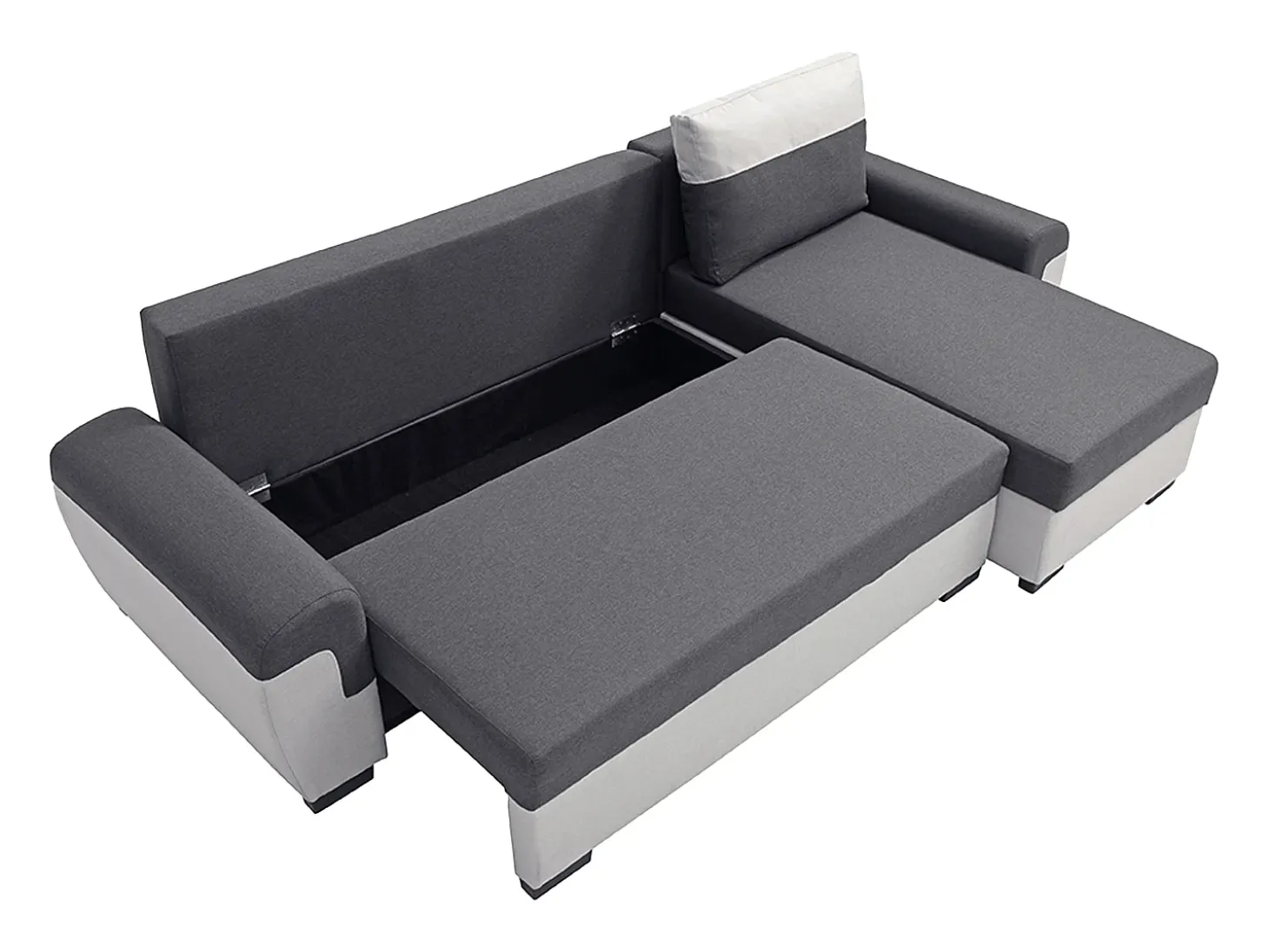 Sofá rinconera reversible de tela antracita y gris claro GABY II