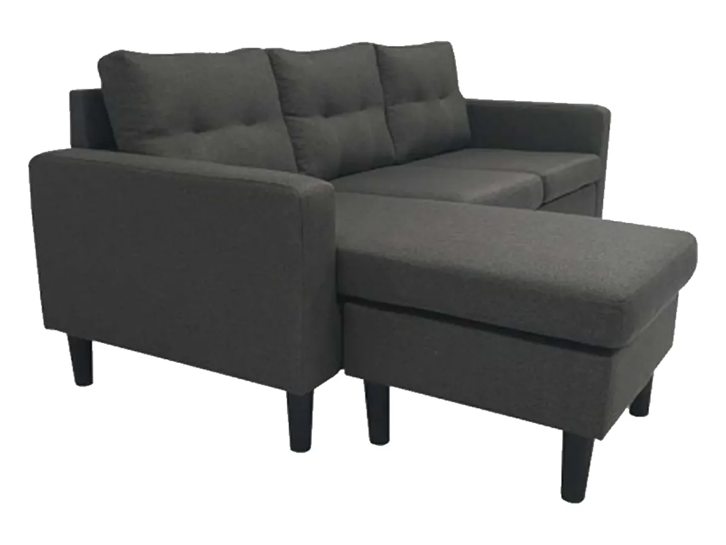 Sofá rinconero en tapizado antimancha CLIN II - Ángulo reversible - Gris Oscuro