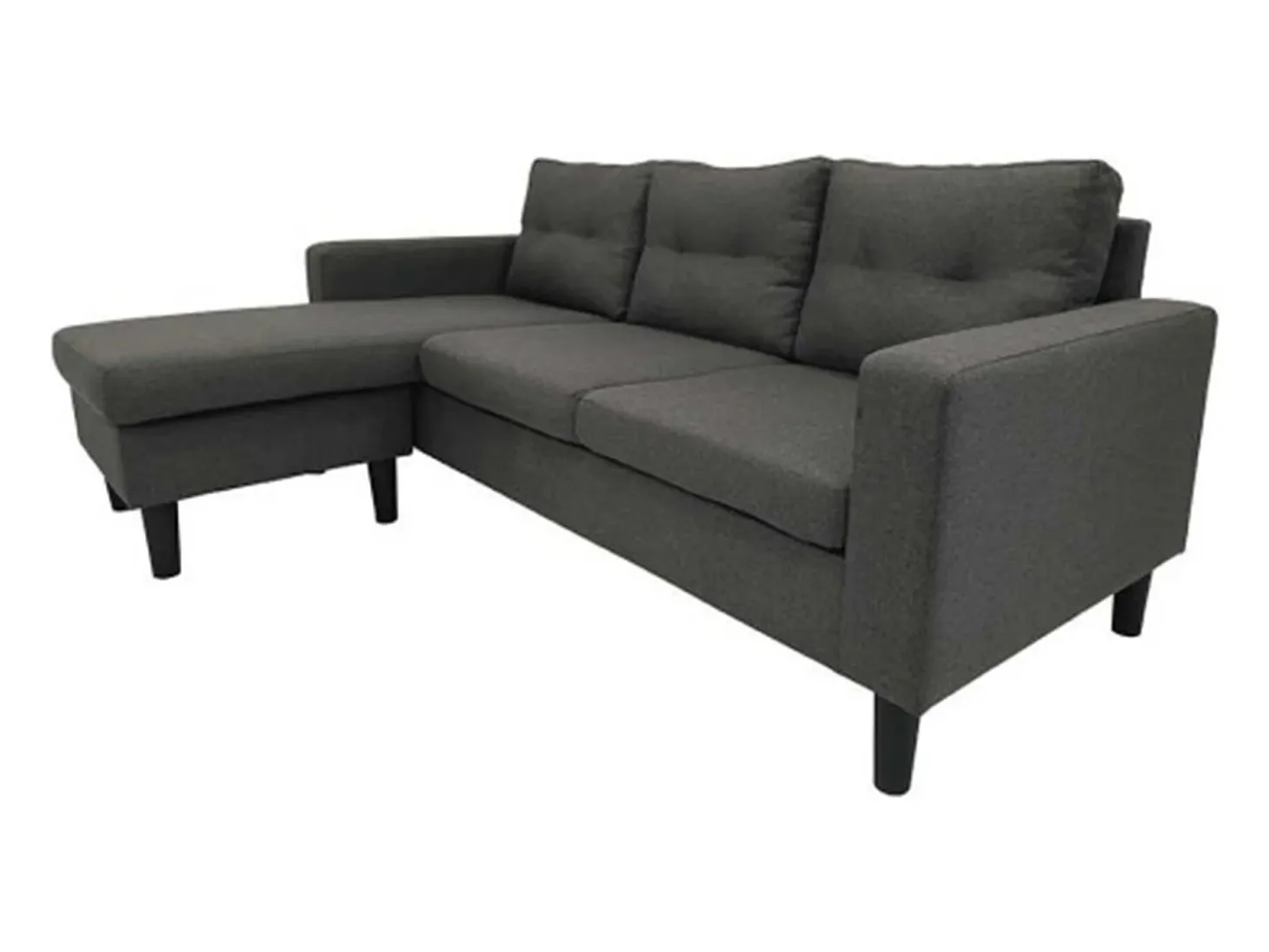 Sofá rinconero en tapizado antimancha CLIN II - Ángulo reversible - Gris Oscuro