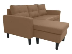 Sofá rinconero en tapizado antimancha CLIN II - Ángulo reversible - Marron