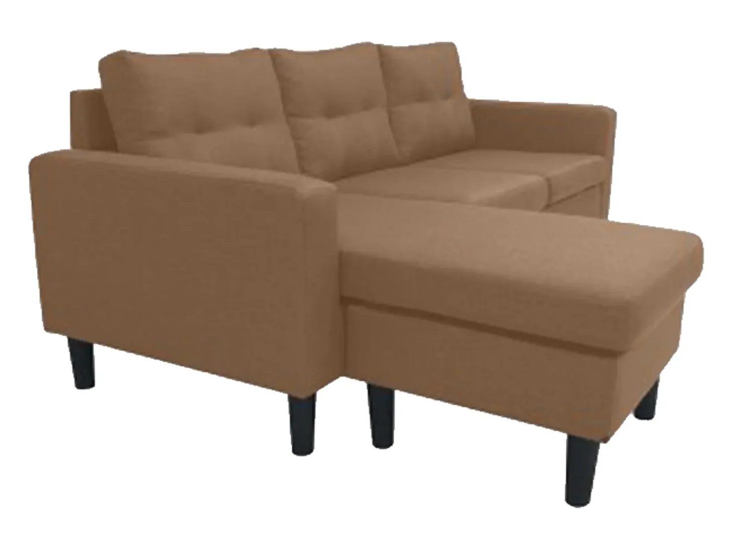 Sofá rinconero en tapizado antimancha CLIN II - Ángulo reversible - Marron