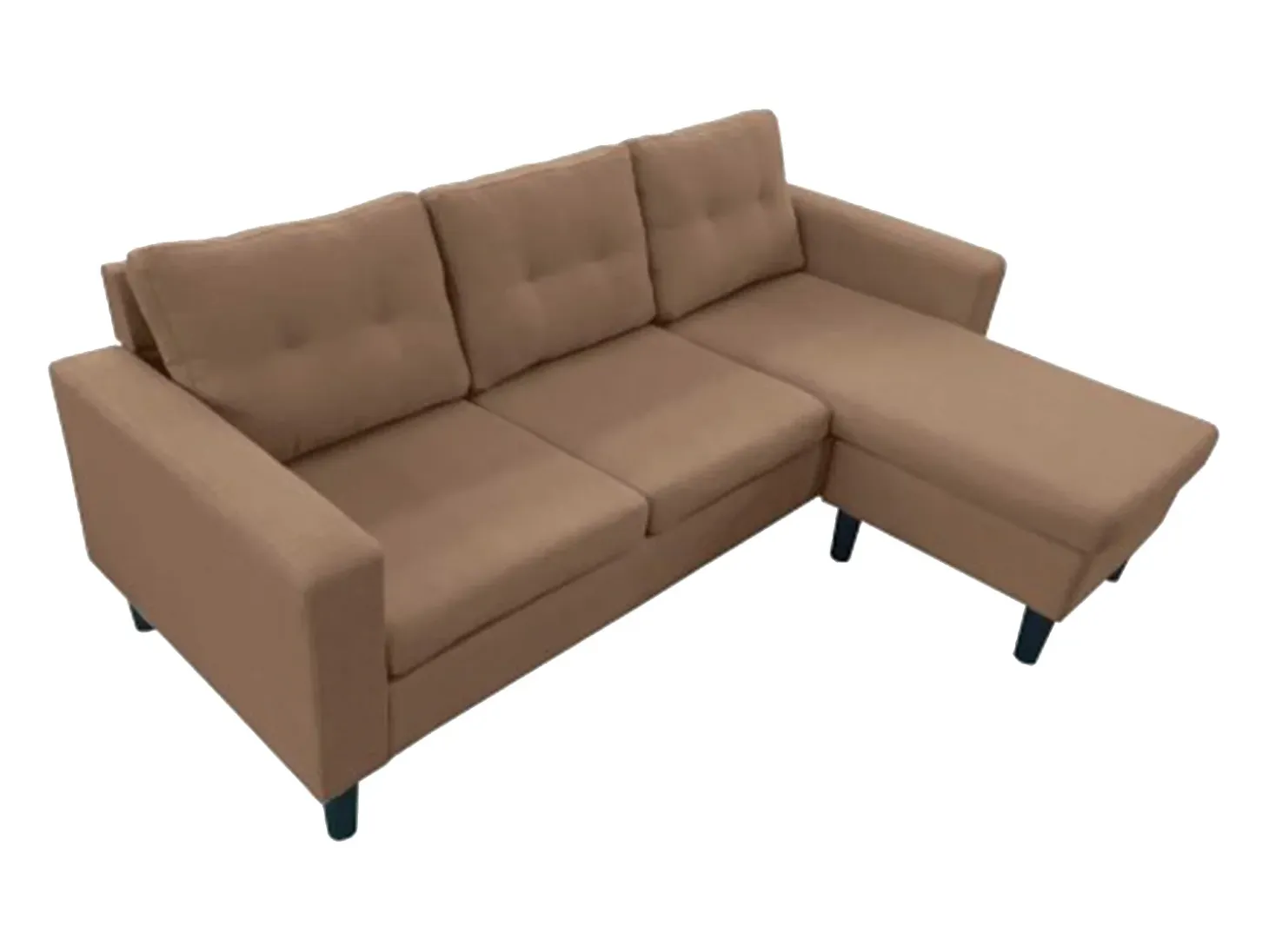 Sofá rinconero en tapizado antimancha CLIN II - Ángulo reversible - Marron