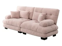 Sofá rosa de 2 plazas - Sofá recto con 2 cojines lumbares y 2 cojines decorativos - chenilla