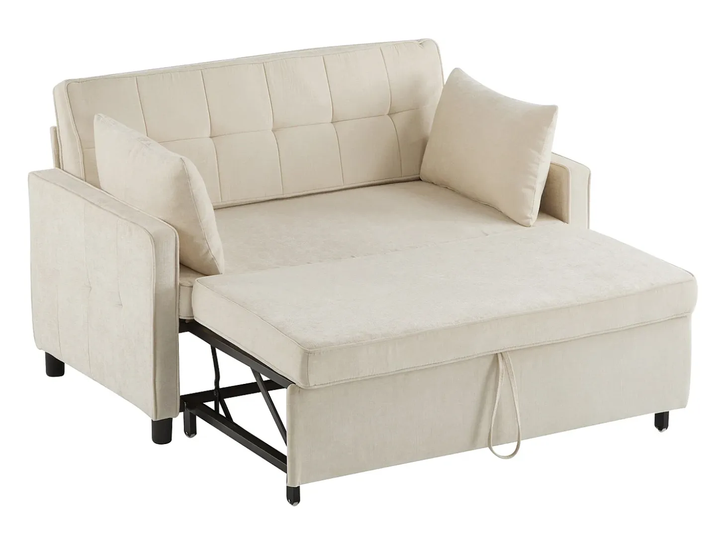 Sofá 142x79x85 cm - Respaldo ajustable - Chenille - Incluye 2 cojines - Beige