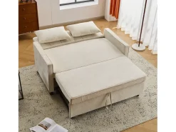 Sofá 142x79x85 cm - Respaldo ajustable - Chenille - Incluye 2 cojines - Beige