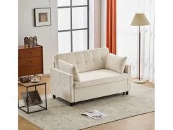 Sofá 142x79x85 cm - Respaldo ajustable - Chenille - Incluye 2 cojines - Beige