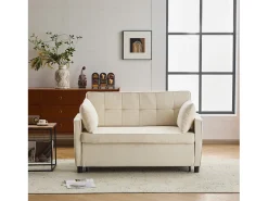 Sofá 142x79x85 cm - Respaldo ajustable - Chenille - Incluye 2 cojines - Beige
